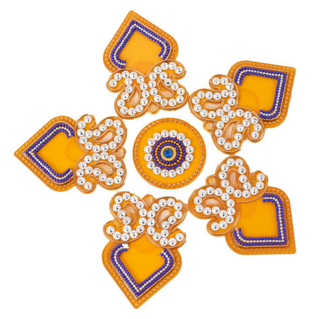 Kundan HandiKrafts Designer Double Kairi Rangoli Yellow (Baby)