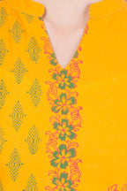 Cheera Hand Block Print Mustard Straight Kurta (MAAI-059K)