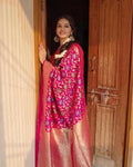 DEIANA'S Beautiful Designer Golden zari Soft Lichi Silk Saree - Pink