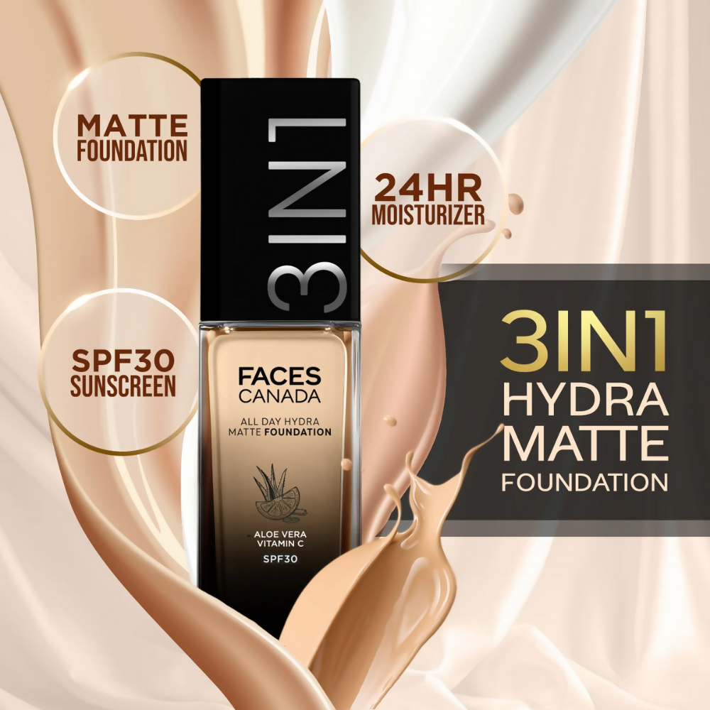Faces Canada 3 in 1 All Day Hydra Matte Foundation - Rose Ivory 011