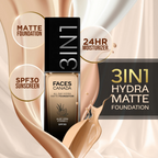 Faces Canada 3 in 1 All Day Hydra Matte Foundation - Rose Ivory 011