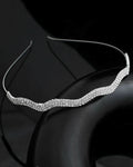 VOJ Silver Plated AD Studded Wave Shaped Hairband