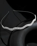 VOJ Silver Plated AD Studded Wave Shaped Hairband