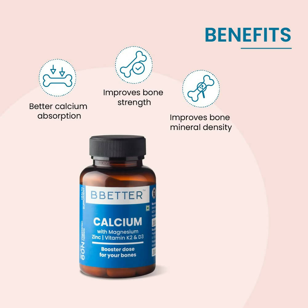 BBETTER Calcium Magnesium Zinc Tablets with Vitamin D3 & K2 - Distacart
