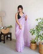 Vamsee Devika Lavender Organza Silk Saree