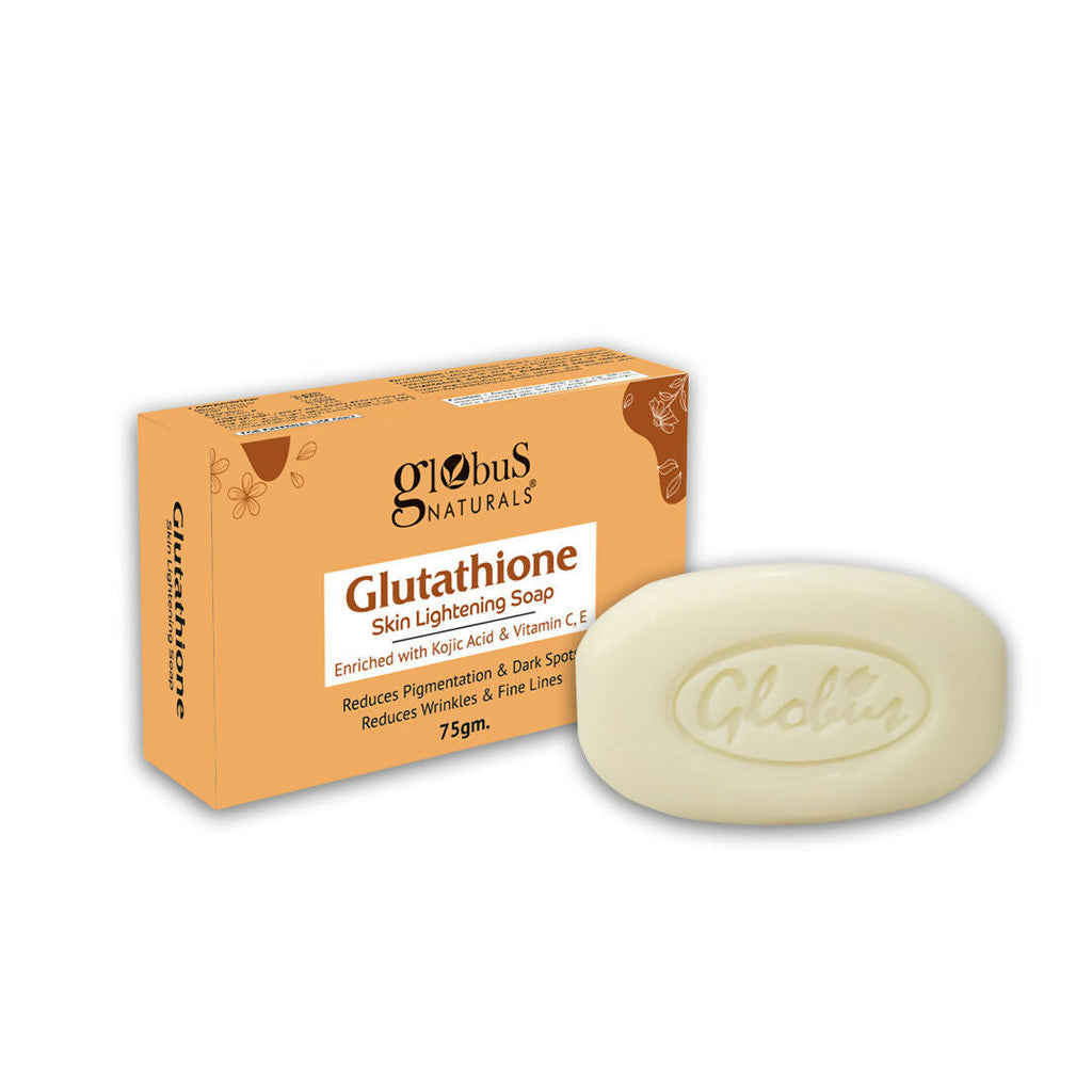 Globus Naturals Glutathione Skin Lightening Soap Enriched with Kojic Acid & Vitamin C, E, Reduces Dark Spots, Wrinkles & Fine Lines - Distacart
