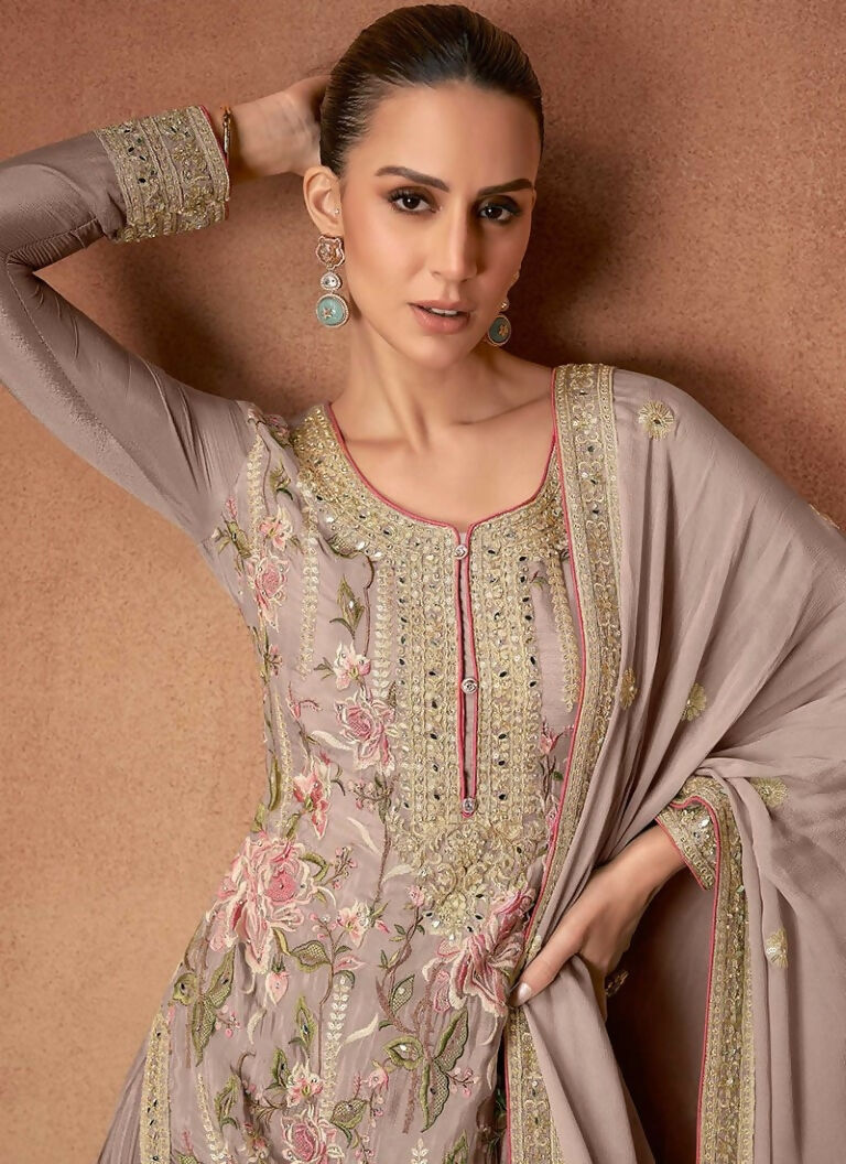 Vastranavya Coral Heavy Star Georgette Embroidered Sequins & Mirror Work Classy Pakistani Palazzo Suit