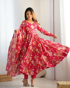 Joban Fashion Pink Kurta Set Organza Sequin Embroidery Work - Distacart