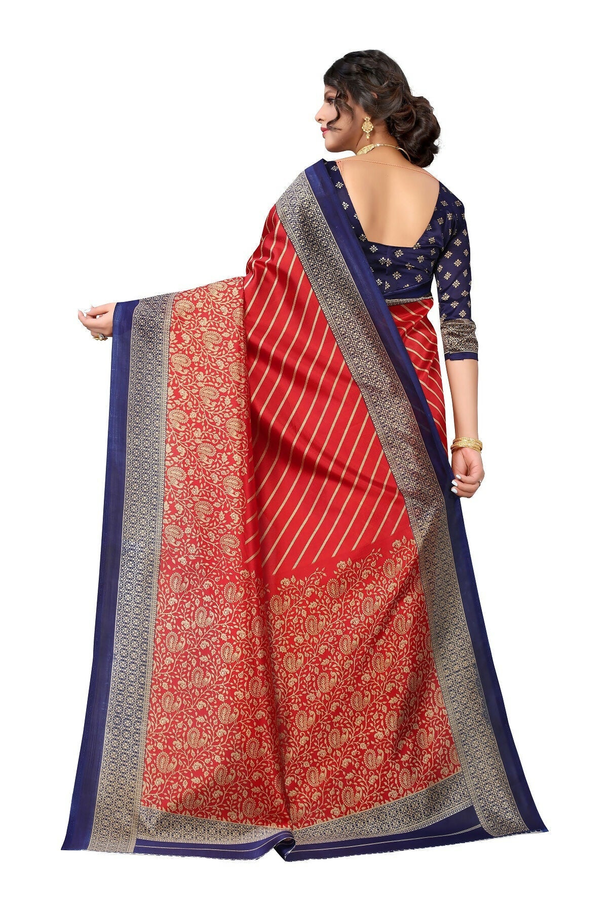 Vamika Red Printed Art Silk Saree