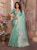 Aastha Fashion Sea Green Soft Organza Silk Weaving Saree - Distacart