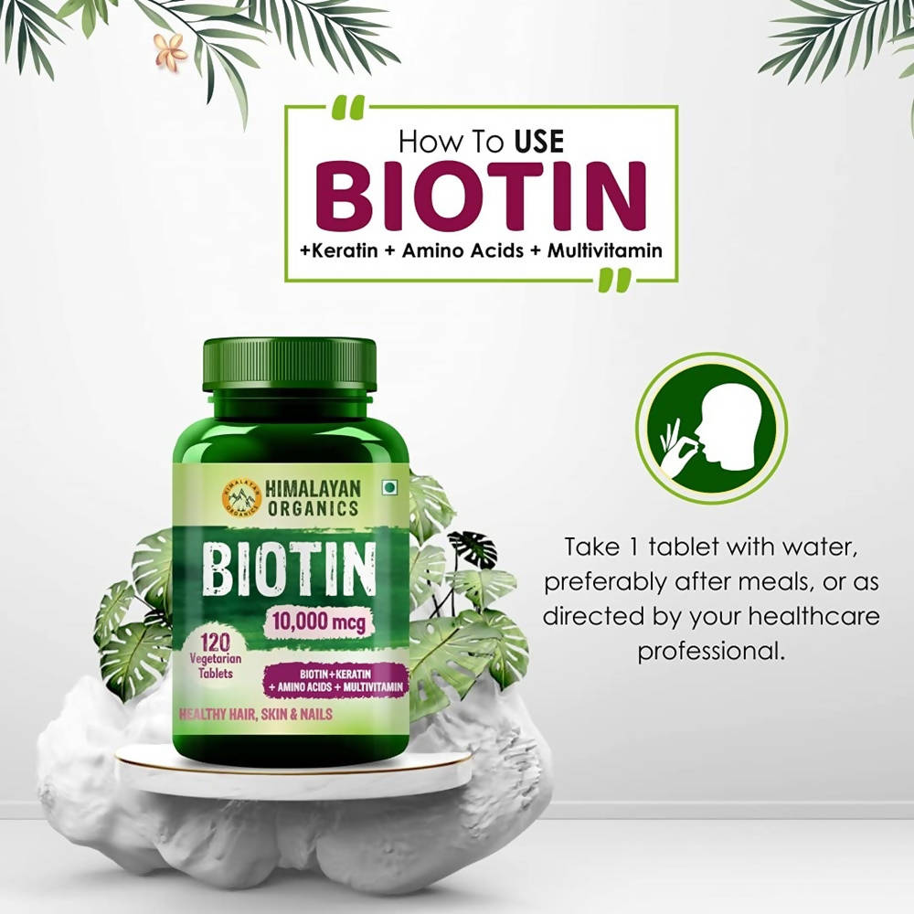 Himalayan Organics Biotin 10000 Mcg with Keratin, Amino Acids 