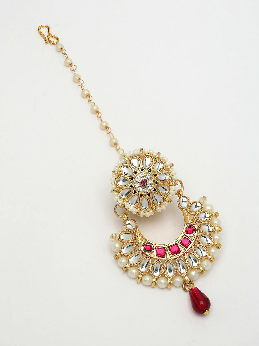 NVR Women's Gold-Polished CZ Stone-Studded Maang Tikka - Distacart