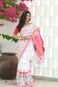 Beatitude White Cotton Jamdani Saree
