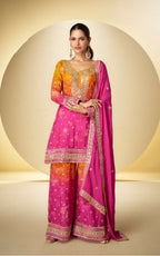 Anaita Pink Chinon Silk Readymade Suit with Sequence Work - Distacart