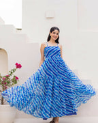 Aayaa Designer crape hand work Multi indo western - Blue - Distacart