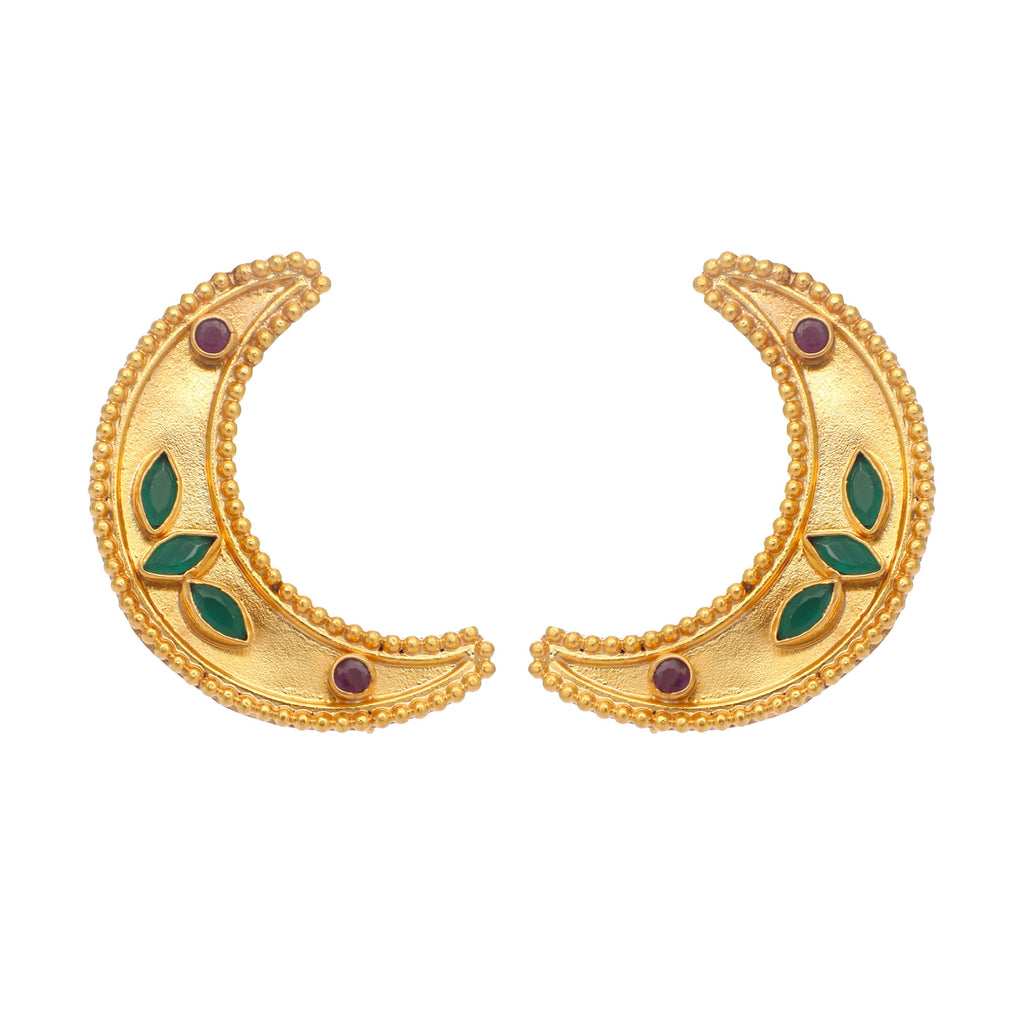 Nuyug 22K Gold Plated Green Lunar Earrings - Distacart