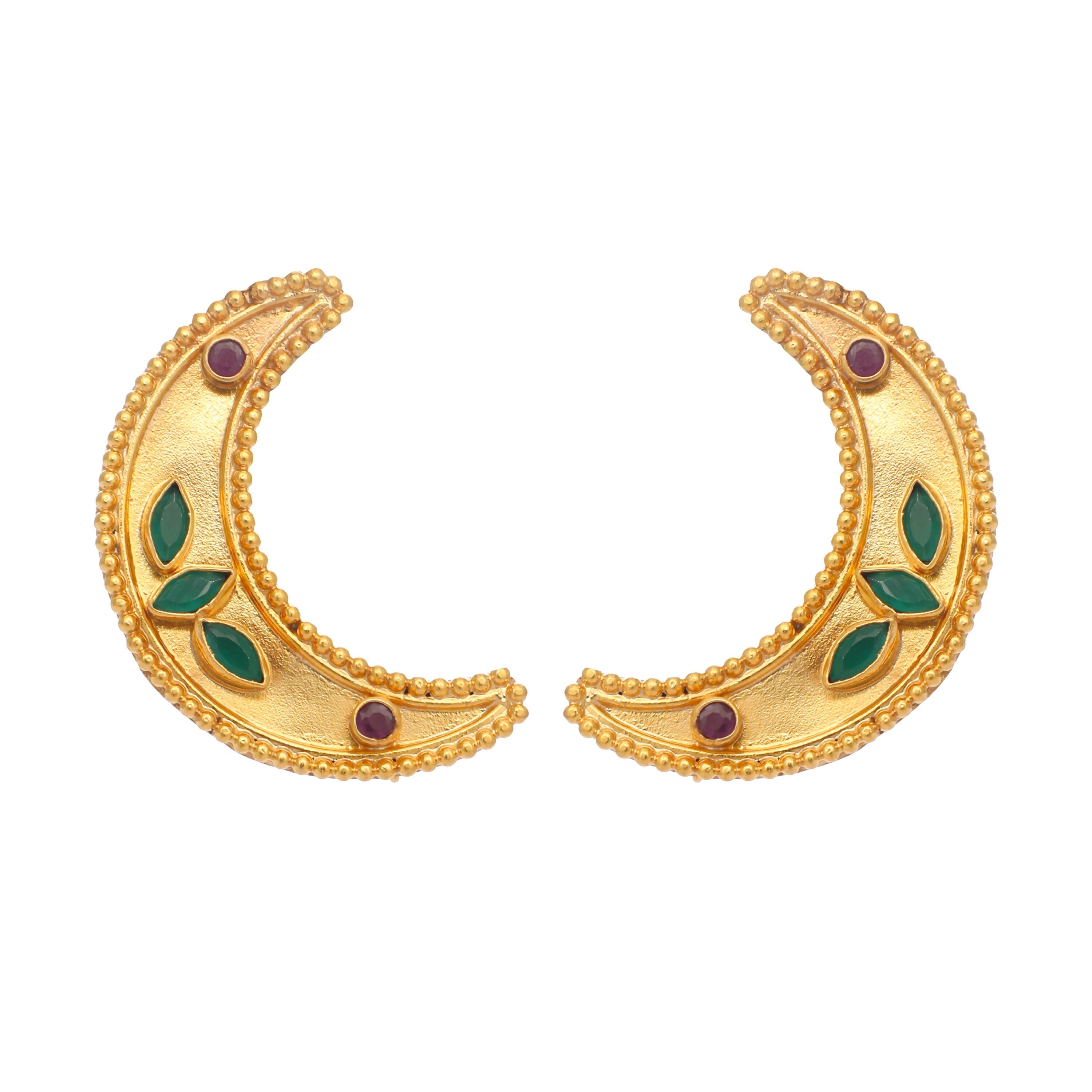 Nuyug 22K Gold Plated Green Lunar Earrings - Distacart