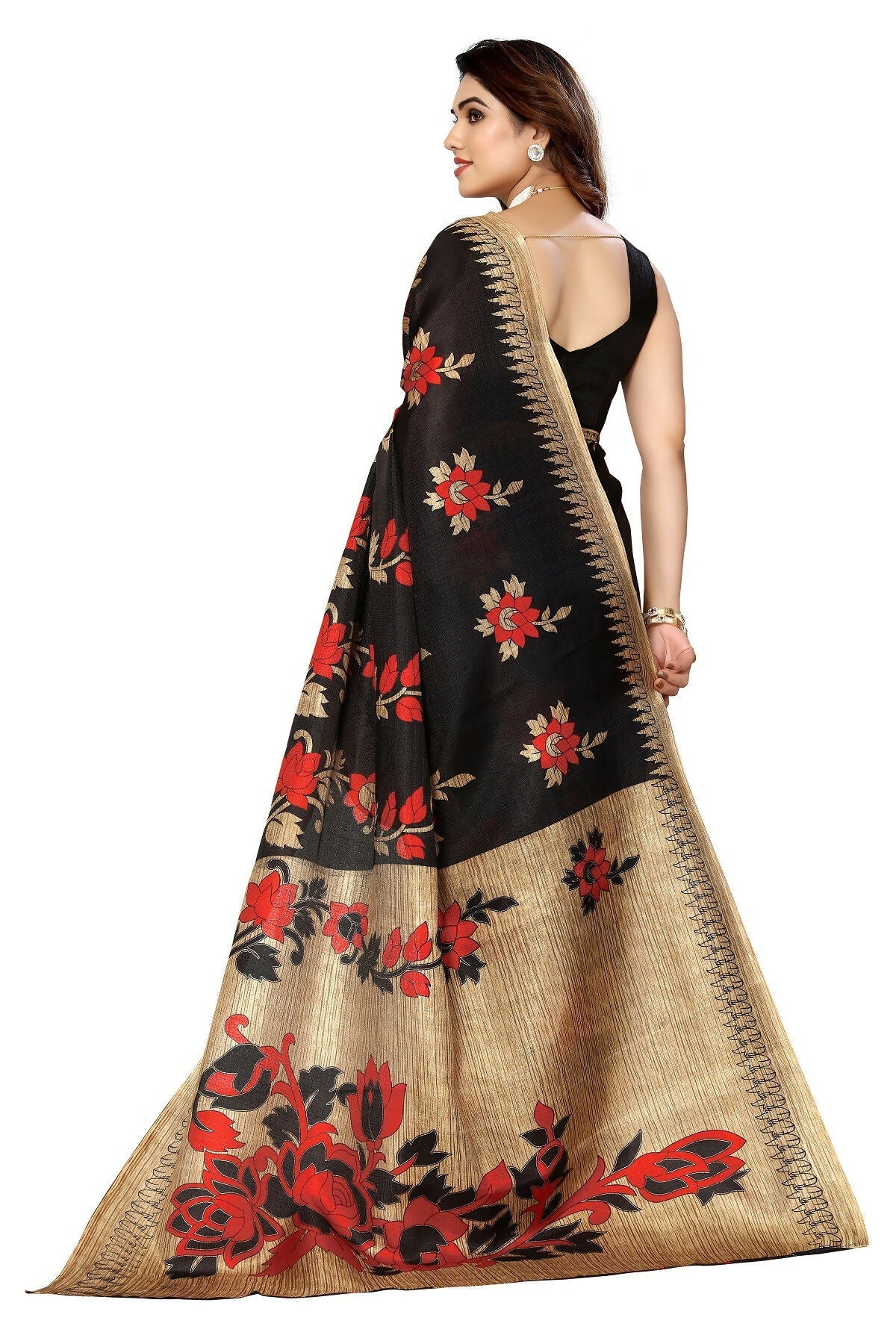 Vamika black Printed Art Silk Saree