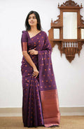 DEIANA'S Beautiful Designer Golden zari Soft Lichi Silk Saree - Wine