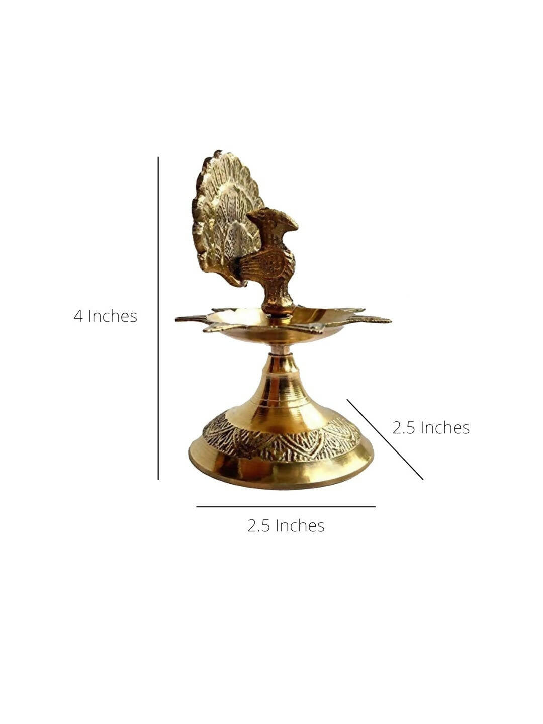 CraftVatika Gold Toned Brass Peacock Design Diya