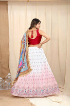 DEIANA'S Beautiful Pure Chinon Jari Silk Weaving Lehengha Choli - White