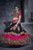 AI Fashion Black-Pink Art Silk Designer Navratri Lehenga Choli Collection