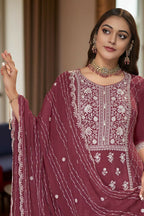 EthnicFestive Wear Premium Chinon Fabric Maroon Stitched Suit With Dupatta-Zeeya