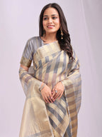 Shree Shyam Fashion Organza Grey Saree - Distacart