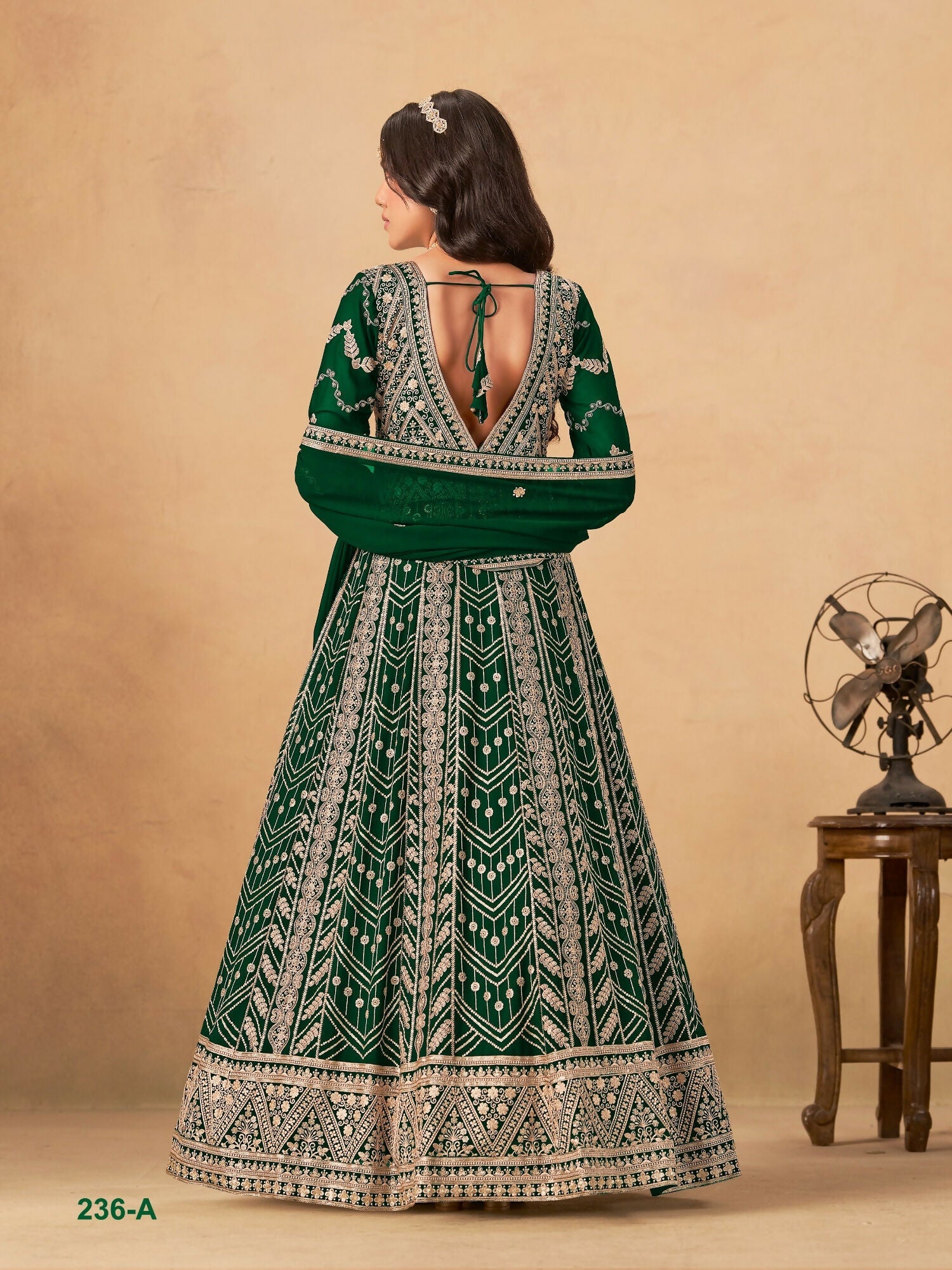Anaita Green Faux Georgette Stitched Anarkali Suit with Heavy Embroidery Work - Distacart