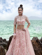House of Panchhi Coral Net Multi Sequins with heavy Zarkan embroidery Lehenga choli & Dupatta