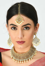 Mominos Fashion Johar Kamal Traditional Rajwadi Design Heavy Golden Necklace Set - Distacart