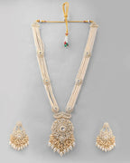 VOJ Gold-Polished Wedding Pearl Jewellery Set