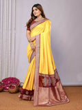Yellow Silk Georgette Cord And Sequins Embroidery Laser Cut Applique Work Saree - Norita Saumya
