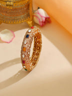 Ruby Raang 22k Gold Polished Multi Kundan Bracelet - Distacart