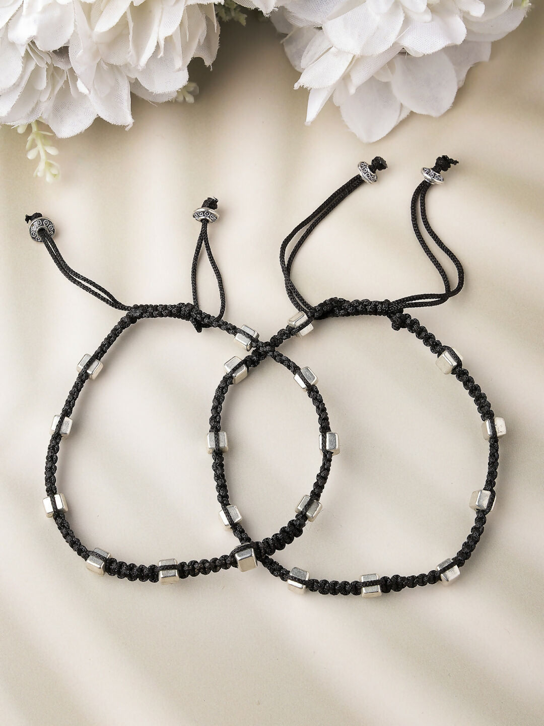 NVR Women's Evil Eye Adjustable Black Anklets - Distacart