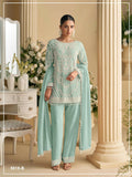 Anaita Sky Blue Georgette Stitched Suit with Embroidered Beads & Sequence Work - Distacart
