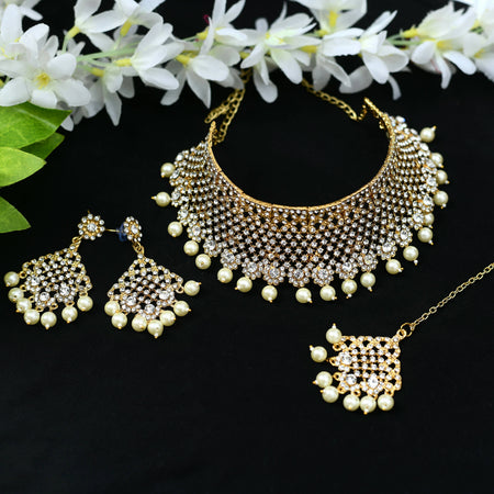 Mominos Fashion Johar Kamal Traditional Rajwadi Design Heavy Golden Necklace Set