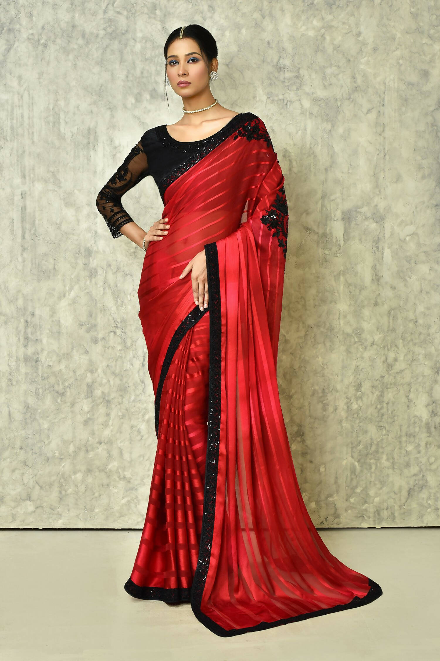 Maroon Silk Solid Designer Saree with Blouse - Purvi