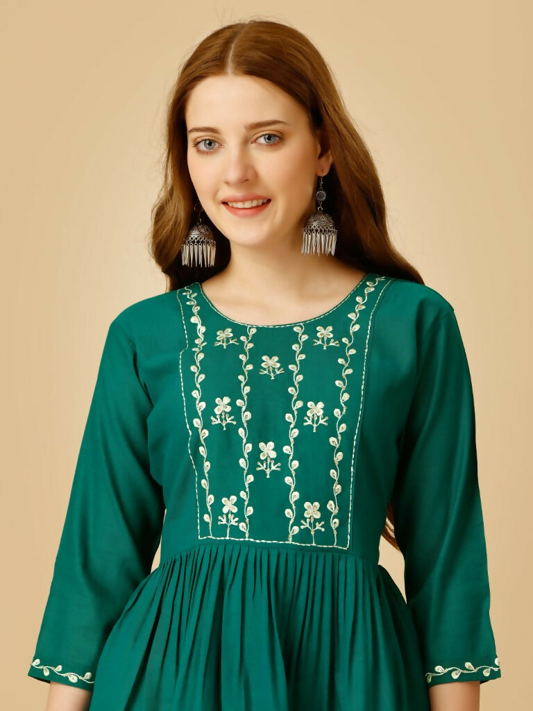 Jyoti Fashion Women's Rama Viscose Rayon Embroidered Casual Top