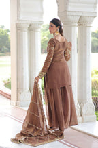 Joban Fashion Coffee Readymade Kurta Set With Sequence embroidery Work - Distacart