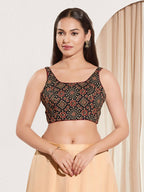 Joban Fashion Black Cotton Padded Blouse With Square Neck Sleeveless - Distacart