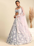 House of Panchhi Mauve Chinon Sequins and Zarkan embroidery Lehenga choli & Dupatta