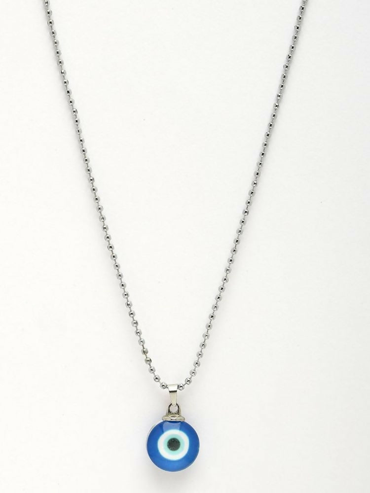 NVR Unisex Silver Plated Evil Eye Pendant with Chain - Distacart