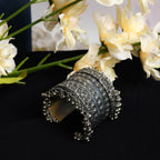 Mominos Fashion Joharkamal Oxidised Silver-Plated Ghungroo Handcraft Bracelet - Design 025 - Distacart