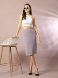 Myshka Women's Lavender Solid Knee Length Party Embellished Skirts