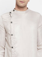 Even Apparels Beige Rayon Men's Sherwani Kurta With Asymetrical Cut - Distacart