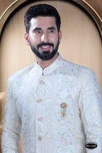 Joban Fashion Men's White Base Silk Kurta with Pyjama