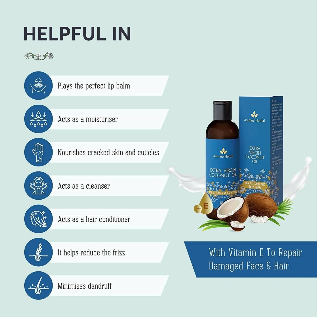 Avimee Herbal Extra Virgin Coconut Oil For Winters, Moisturizes Skin & Hair