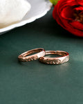 VOJ Stainless Steel Cubic Zirconia Gold-Polished Adjustable Couple Ring Set
