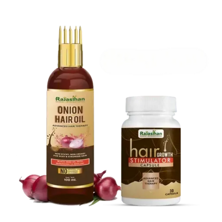 Rajasthan Herbals Onion Hair Oil & Hair Growth Stimulator Capsule Combo